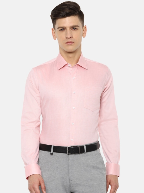 

Van Heusen Men Pink & White Slim Fit Checked Cotton Formal Shirt