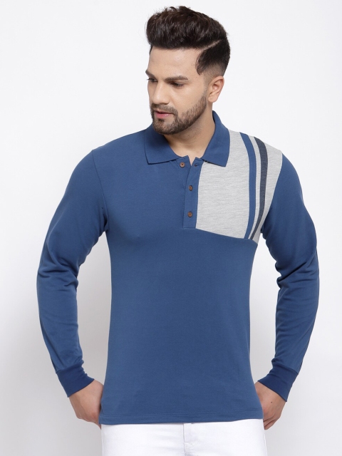 

Kalt Men Blue Polo Collar T-shirt
