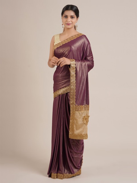 

Pothys Maroon Embellished Poly Chiffon Saree