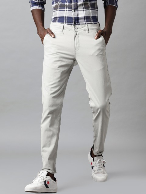 

Blue Saint Men Grey Skinny Fit Solid Regular Trousers