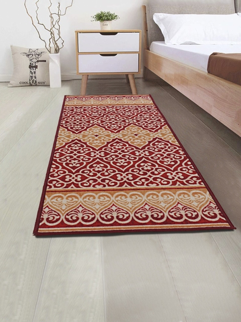 

RUGSMITH Red & White Floral Printed Premium Qualty Anti-Skid Floor Runner