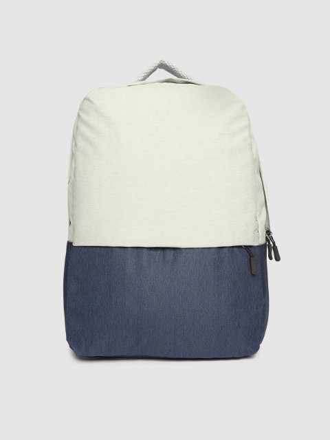 

ROYAL SON Unisex Cream-Coloured & Blue Colourblocked Backpack with USB Charging Port