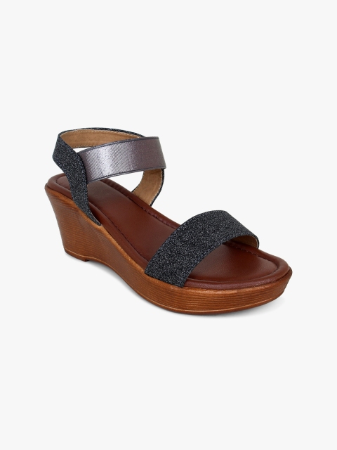 

Bloomtale Women Charcoal Grey Woven Design Sandals