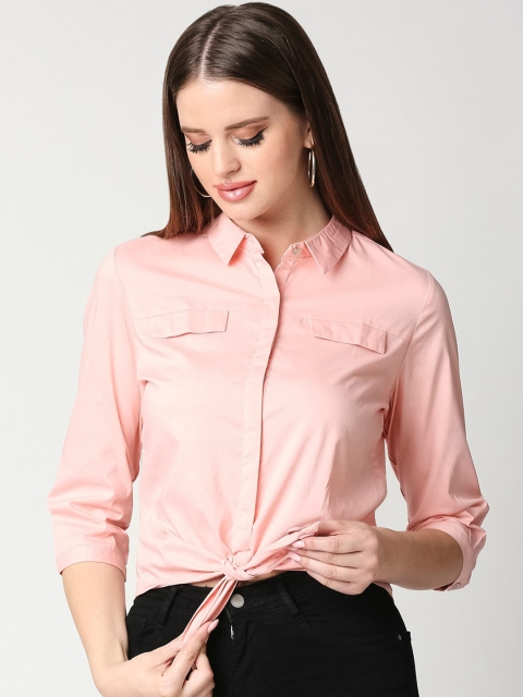 

Kraus Jeans Women Peach-Coloured Regular Fit Solid Casual Shirt