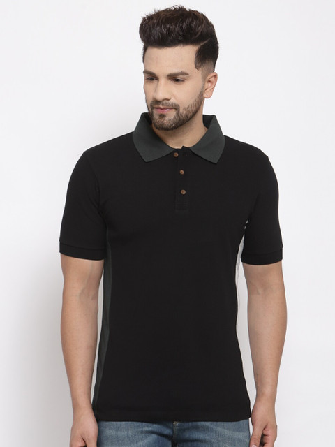 

Kalt Men Black Polo Collar T-shirt
