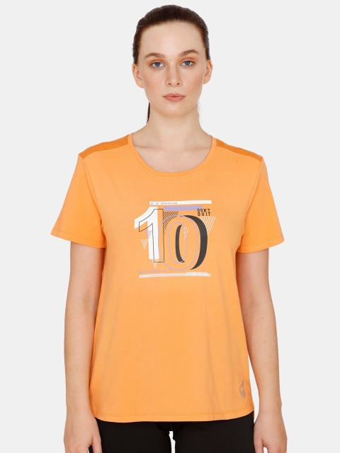 

Zelocity by Zivame Women Orange Printed Running T-shirt