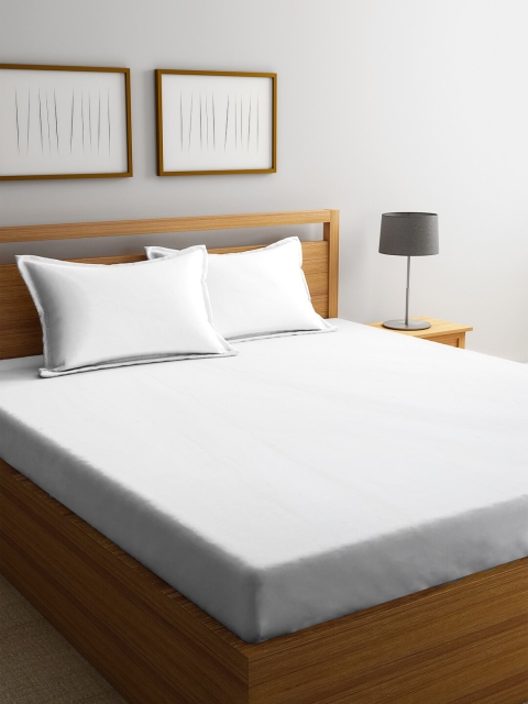 

Trident White Solid 144 TC Cotton 1 Queen Bedsheet with 2 Pillow Covers