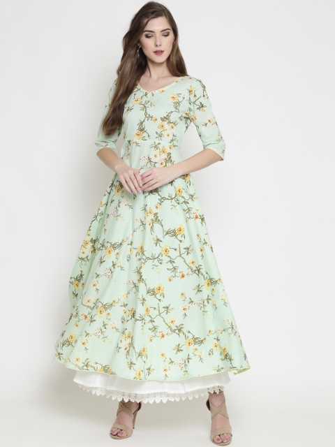 

Sera Women Green Floral Printed Anarkali Kurta