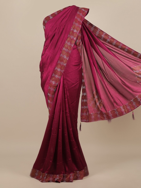 

Pothys Magenta Solid Saree