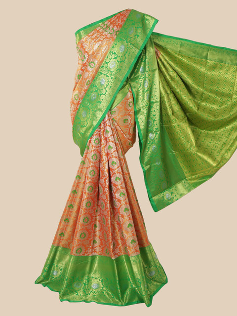 

Pothys Orange Ethnic Motifs Zari Pure Silk Saree