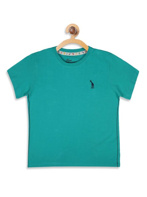 

Blue Giraffe Boys Sea Green Solid Round Neck T-shirt