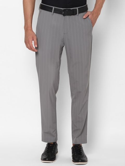 

Allen Solly Men Grey Striped Regular Trousers