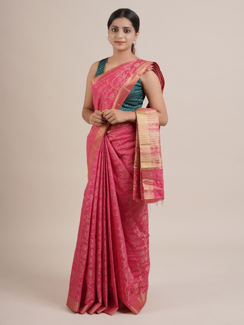 

Pothys Pink Woven Design Jute Silk Saree