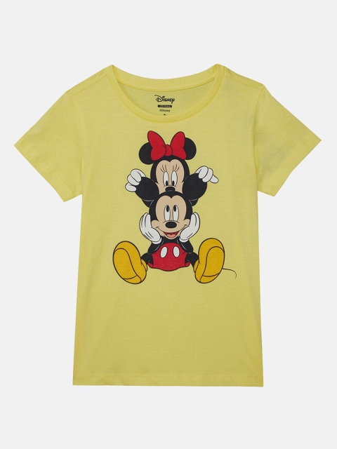 

Kids Ville Girls Yellow & Red Mickey & Friends Print Round Neck Cotton T-shirt