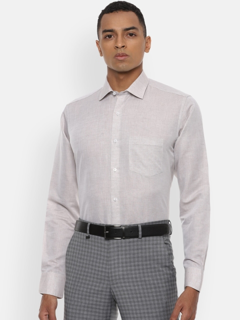 

Van Heusen Men Grey Regular Fit Self Design Cotton Linen Formal Shirt