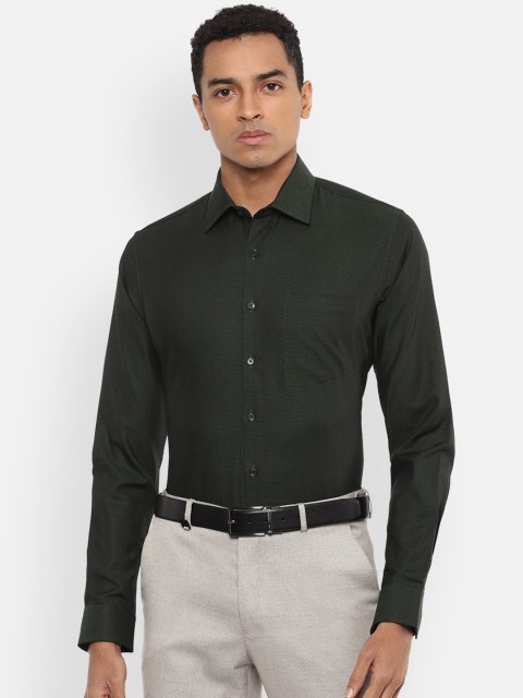 

Van Heusen Men Olive Green & White Regular Fit Self Design Cotton Formal Shirt
