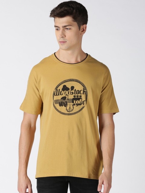 

Blue Saint Men Khaki Printed Round Neck T-shirt