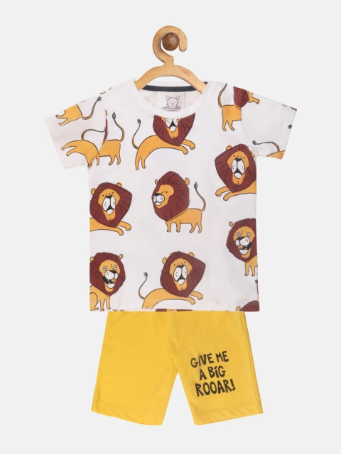 

Lazy Shark Boys Cream Printed T-shirt with Shorts, White