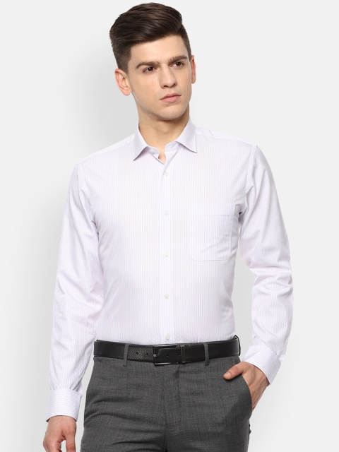 

Van Heusen Men White & Pink Regular Fit Pin Striped Cotton Formal Shirt