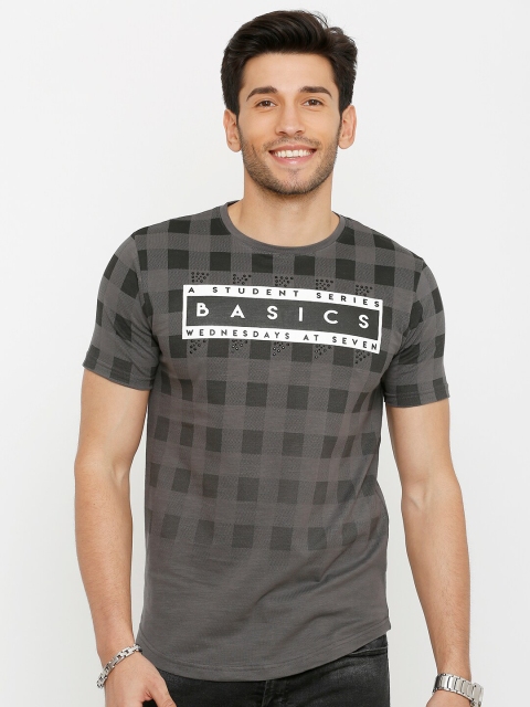 

Rex Straut Jeans Men Grey Printed Slim Fit Cotton T-shirt