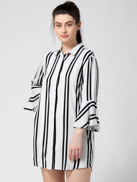

ADORENITE White & Black Printed Nightdress