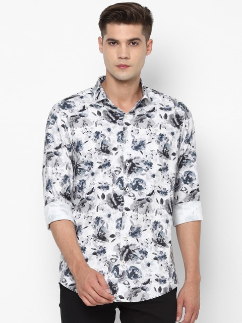 

SIMON CARTER LONDON Men White & Grey Slim Fit Printed Casual Shirt