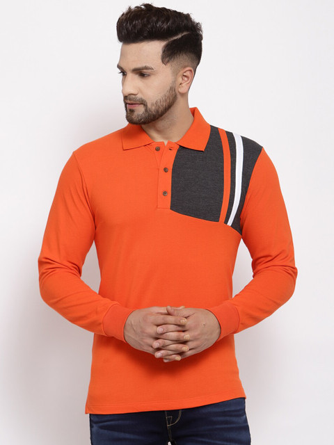 

Kalt Men Orange Polo Collar T-shirt