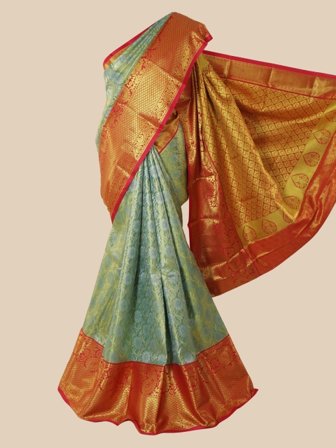 

Pothys Green & Red Pure Silk Woven Design Saree