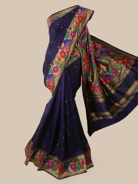 

Pothys Navy Blue & Pink Pure Silk Woven Design Banarasi Saree
