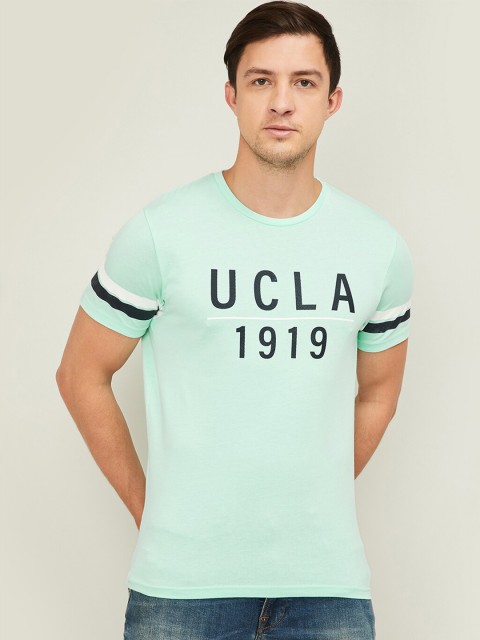 

UCLA Men Turquoise Blue Printed Round Neck T-shirt