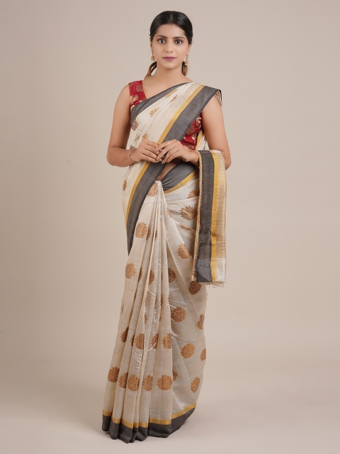 

Pothys Cream-Coloured Woven Design Jute Silk Saree