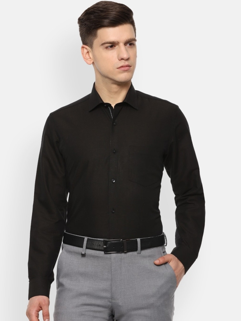 

Van Heusen Men Black Regular Fit Solid Cotton Linen Formal Shirt