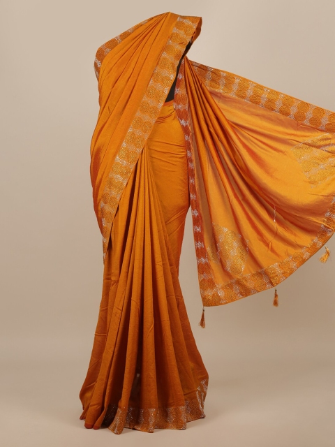 

Pothys Mustard Yellow Solid Jute Silk Saree