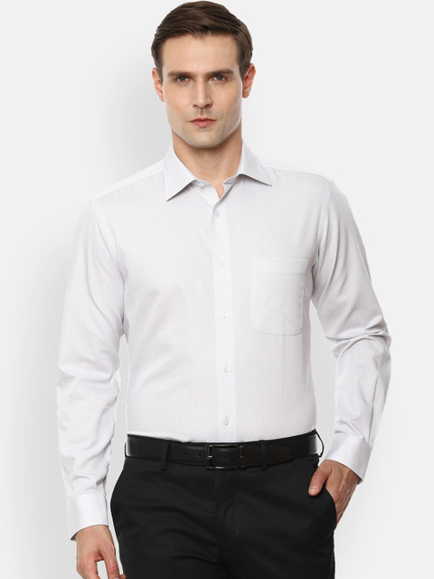 

Louis Philippe Men White & Grey Regular Fit Self Design Formal Shirt