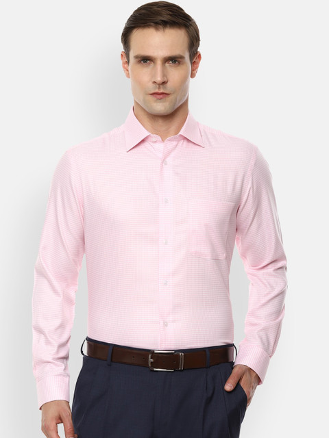 

Louis Philippe Permapress Men Pink & White Regular Fit Checked Formal Shirt