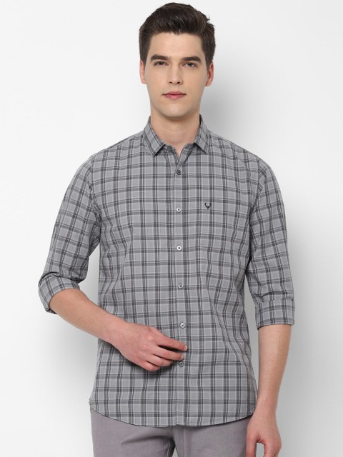 

Allen Solly Men Grey Slim Fit Checked Casual Shirt