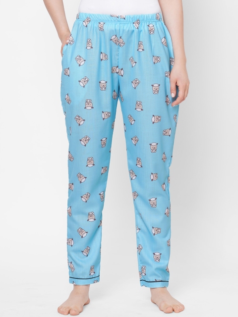 

FashionRack Women Blue Printed Cotton Lounge Pants
