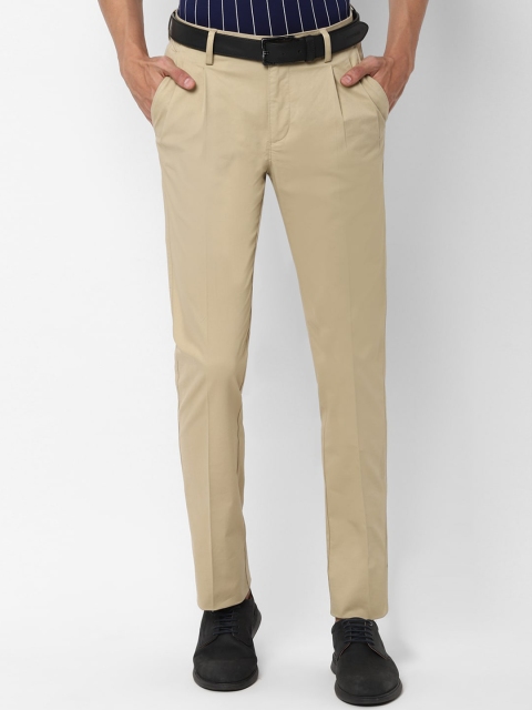 

Allen Solly Men Beige Flat Fronted Regular Trousers