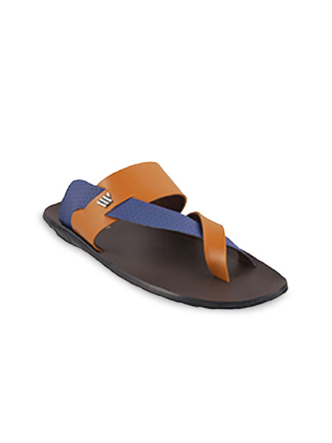 

WALKWAY Men Blue & Tan Brown Comfort Sandals