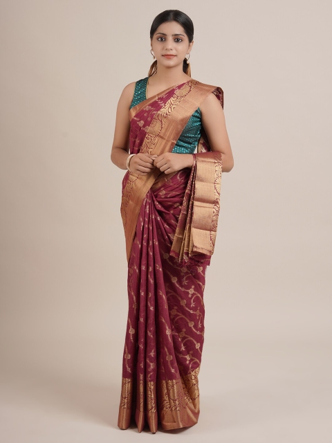 

Pothys Maroon Woven Design Jute Silk Saree