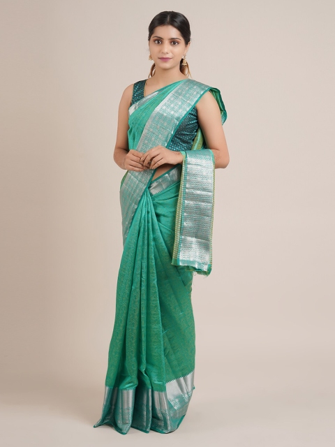 

Pothys Green Woven Design Jute Silk Saree