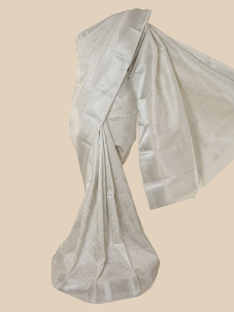 

Pothys Silver-Toned Ethnic Motifs Zari Pure Silk Saree