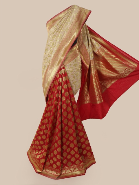 

Pothys Golden & Red Pure Silk Woven Design Banarasi Saree, Gold