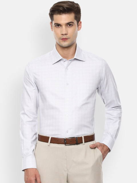 

Louis Philippe Permapress Men White & Grey Regular Fit Checked Formal Shirt