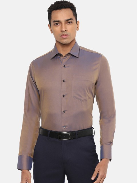 

Van Heusen Men Brown Regular Fit Solid Cotton Party Shirt