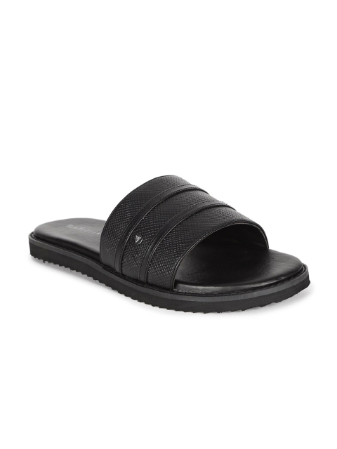 

Van Heusen Men Black Leather Sliders