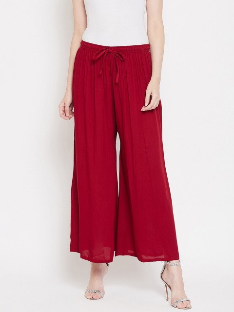 

Castle Women Maroon Solid Flared Palazzos