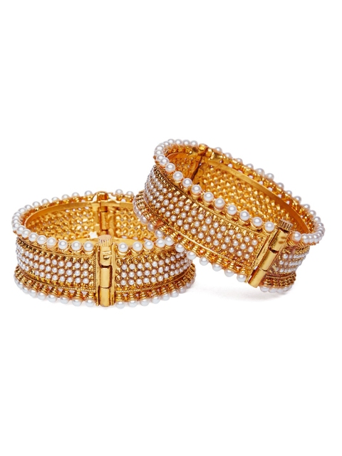 

PANASH Set of 2 Gold-Plated Pearl-Beaded Handcrafted Bangles