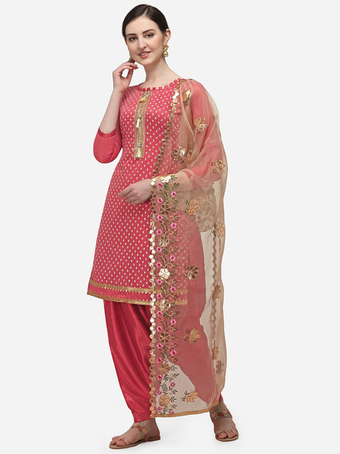 

Ethnic Junction Women Pink Paisley Unstitched Dress Material