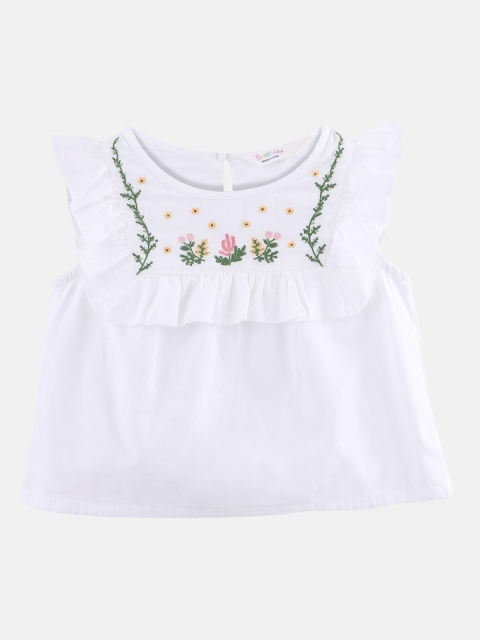 

Beebay White Floral Embroidered A-Line Top